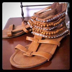 Tan gladiator sandals