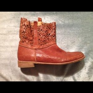 Leather Floral Cut Out Boots