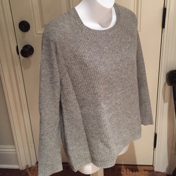 JCRew wool hi-lo leather elbow sweater.