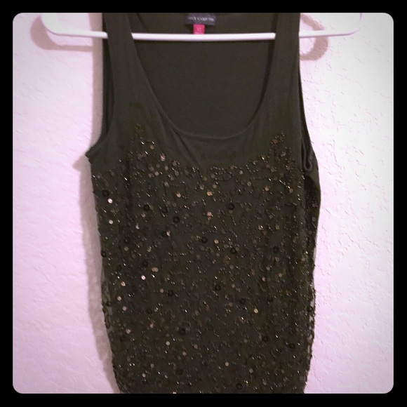 Olive colored sequin top