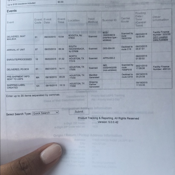 Tracking info - Picture 2 of 2