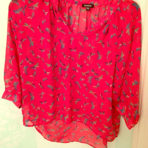 Red dragon fly blouse