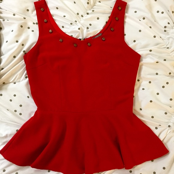 Red peplum top