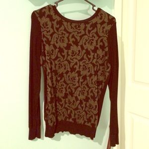 LOFT Black and Gold floral sweater