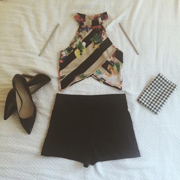 Floral striped crop top