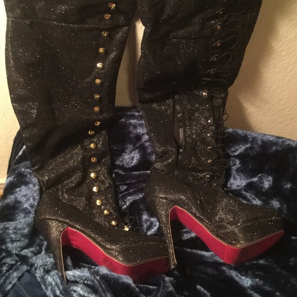 Black thigh high "turn up"