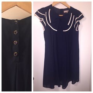 Navy Blue and cream baby doll dress