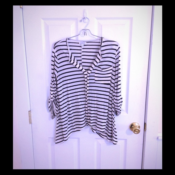 Black and white striped flowy shirt
