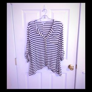 Black and white striped flowy shirt