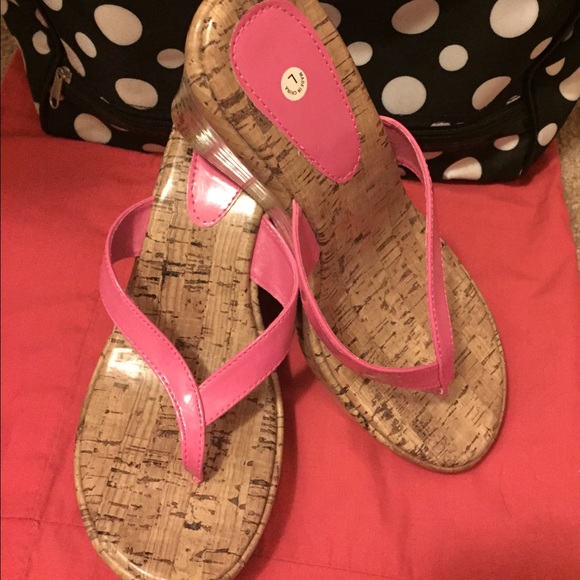 Pink Sandals with Wedge Heel
