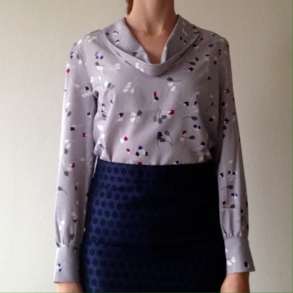 Banana Republic Grey Floral Blouse