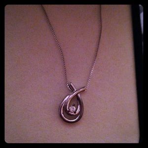 Sterling silver diamond teardrop necklace