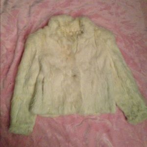 Vintage white rabbit fur jacket