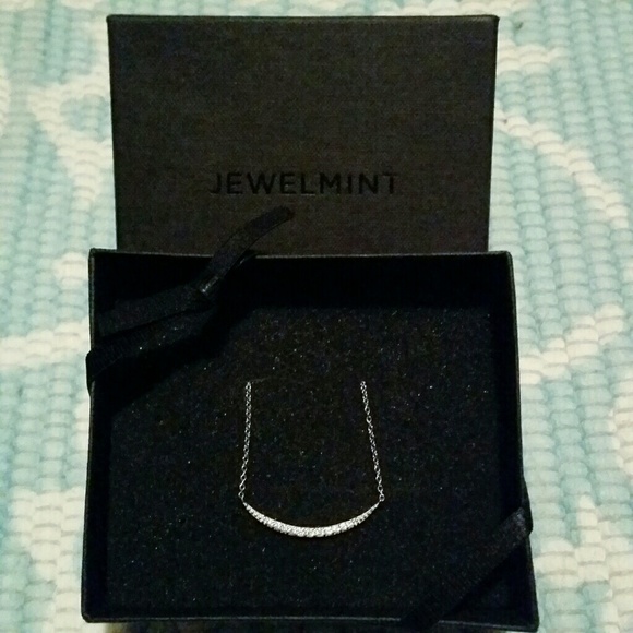 Silver Jewelmint Crystal Crescent Necklace