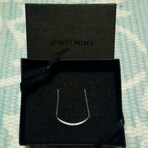 Silver Jewelmint Crystal Crescent Necklace