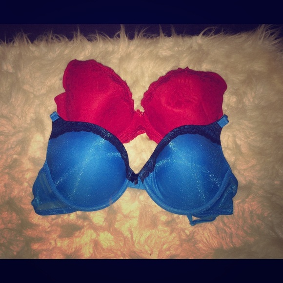 Red and blue bras
