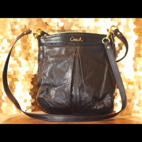 Black Leather Coach Crossbody Purse