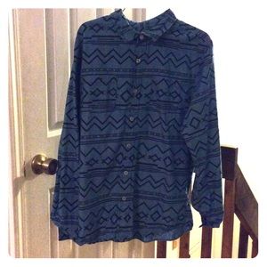 Blue tribal button up