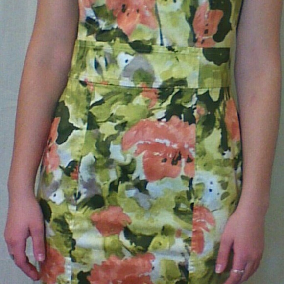 Anne Klein Daytime chic melon & moss floral dress