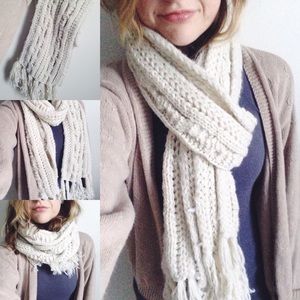 Cream Loose Knit Scarf