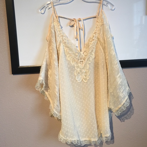 None Tops - Off the shoulder white boho blouse