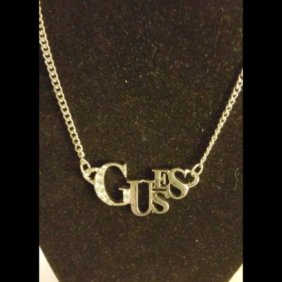 Guess Brand Silver And Crystal Necklace - Picture 1 of 2