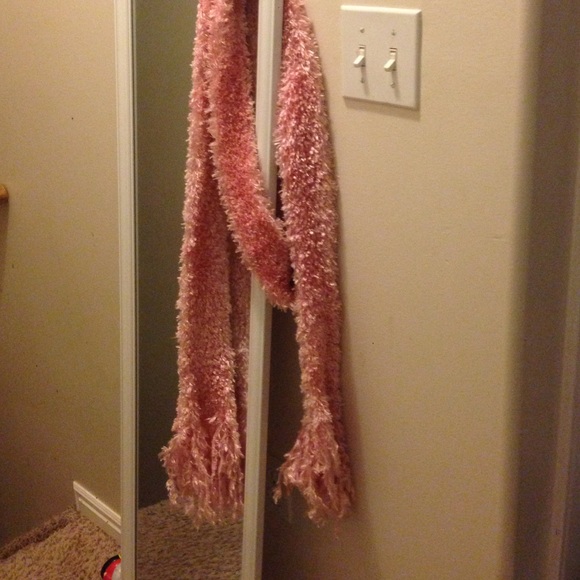 Fuzzy pink scarf