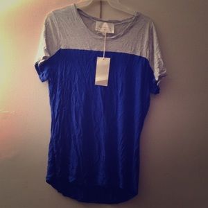 Gray and blue color block top