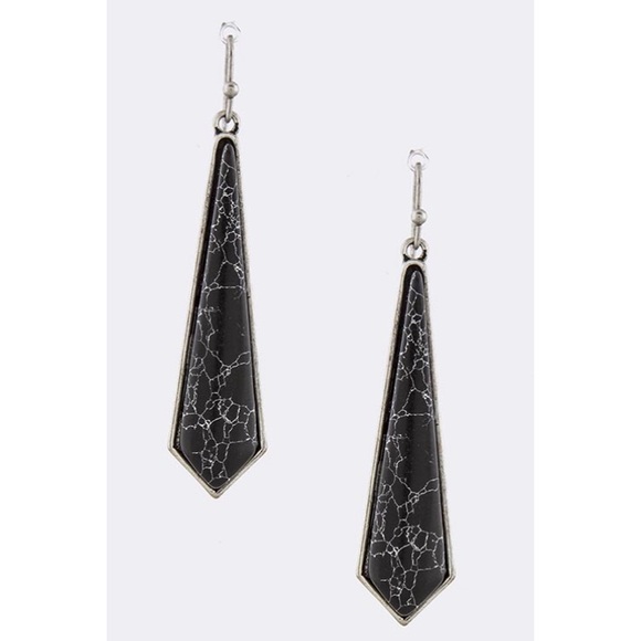 Angular Semi Precious Stone Drop Earrings
