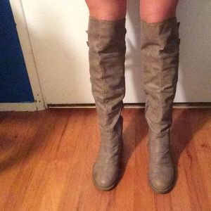 Leather boots knee high