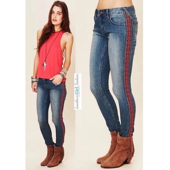 Free People pattern side jeans