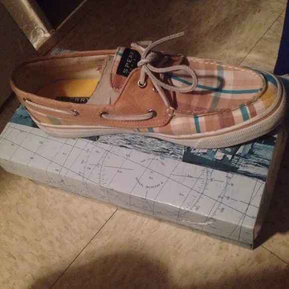 Bahama camel/blue plaid Sperry