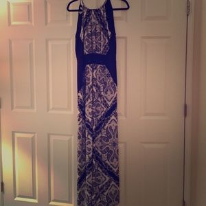 New Black / blue white patterned maxi dress