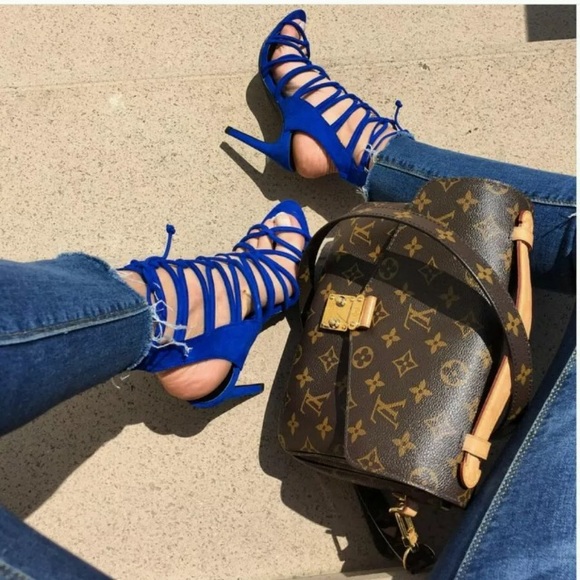 Blue strappy Zara heels