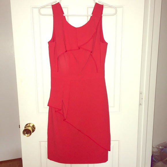 BCBGMaxAzria  Red Ruffle Cocktail Dress. Size 0