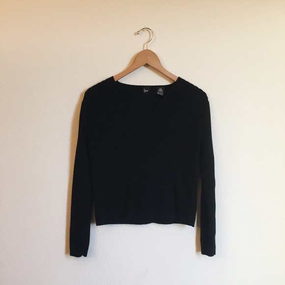Black Geometric Knit Merino Wool Sweater