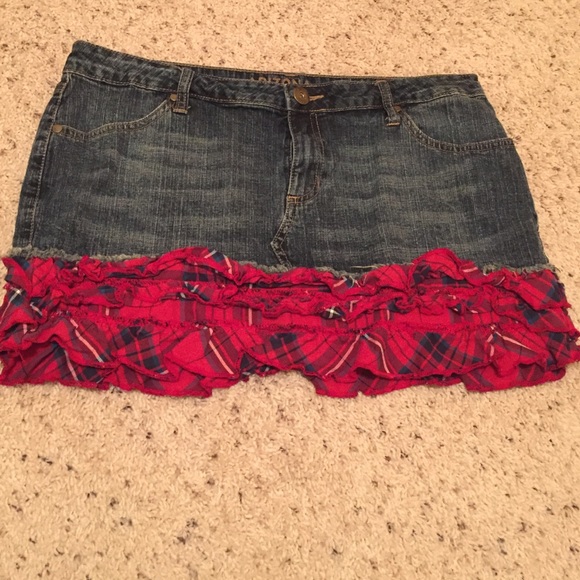 Denim Plaid Mini Skirt - Picture 1 of 1