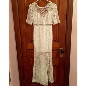 New white lace dress (wedding) with body cutouts