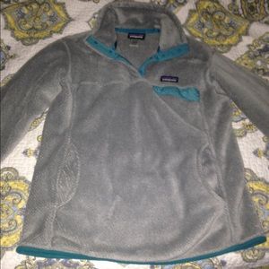 Patagonia Re-Tool grey with blue accents sweater