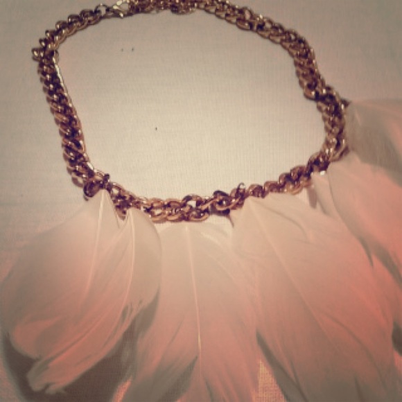 Feather chained necklace.