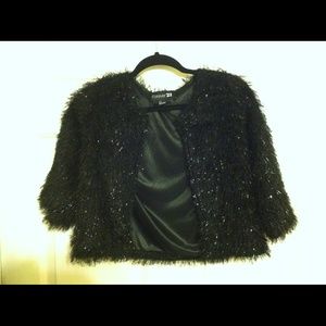 Forever 21 Sparkly Black Shrug Small Petite