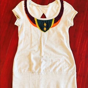 Silver Sweater Shirt with Keyhole Design in Back