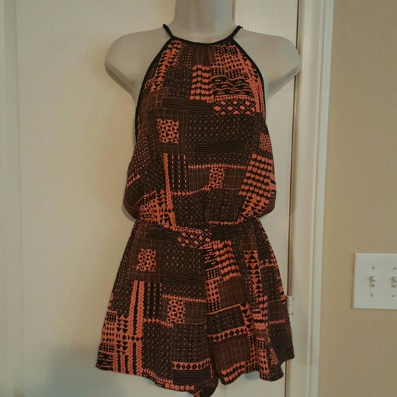 Black/ Orange Romper Dress