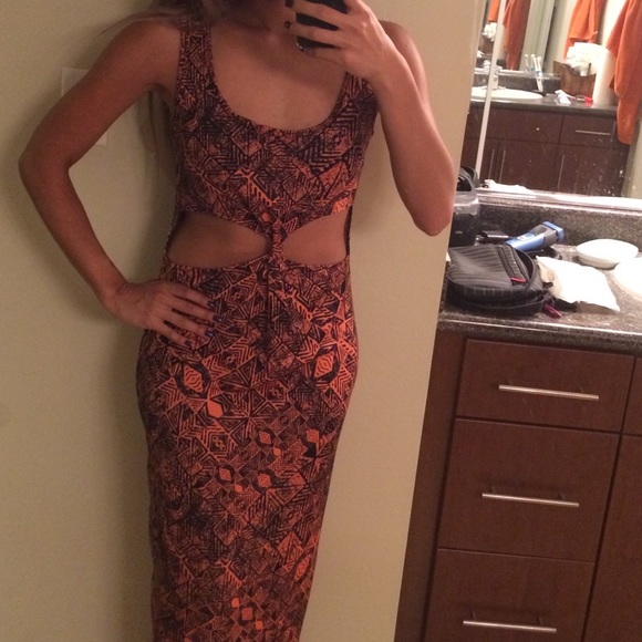 Pink & Black Front Cut Out Maxi w/ Print