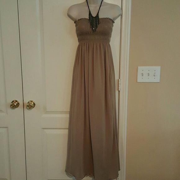 Long beige tube dress