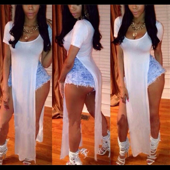 Tops - Sexy Bandage Bodycon Clubwear High Side Slit Shirt