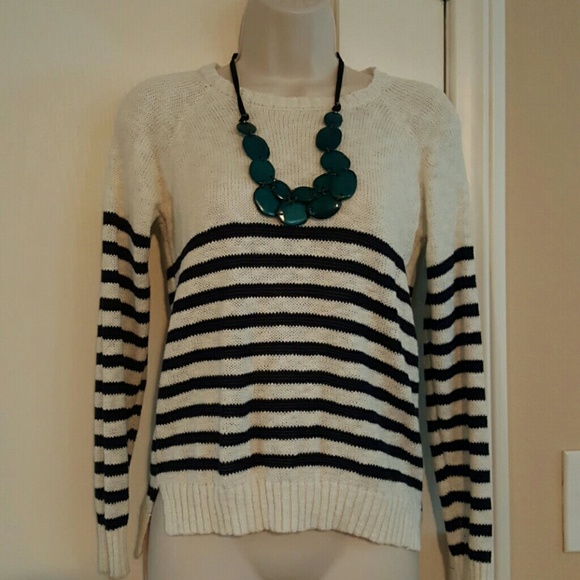 Navy blue and off white sweater