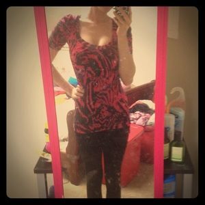 Pink and black zebra print top