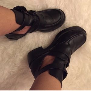 Cut out black ankle boots
