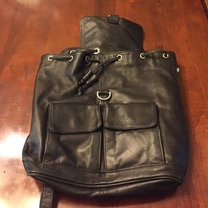 Kenneth Cole black leather backpack